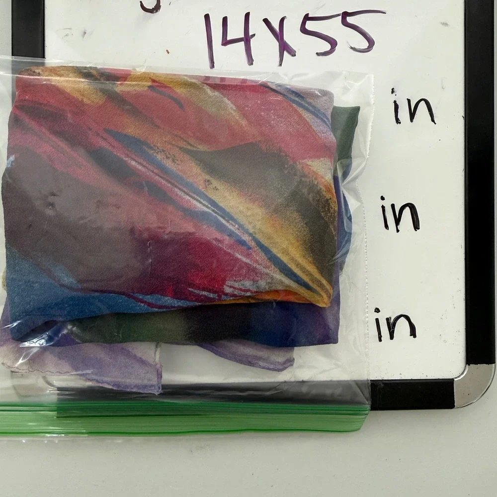 Silk Abstract Watercolor Sheer Chiffon Scarf Multi-Color Artistic Lightweight